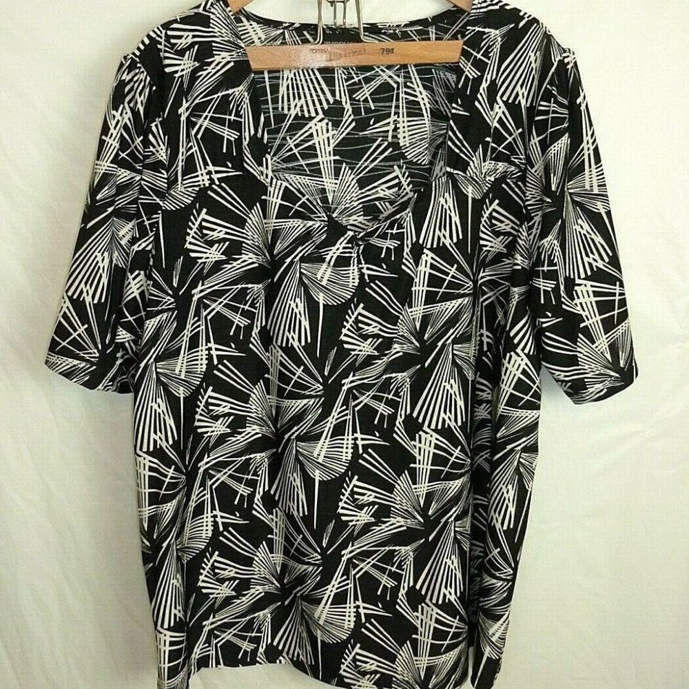 Avenue Stretch 30 32 3X 4X Black White Shirt